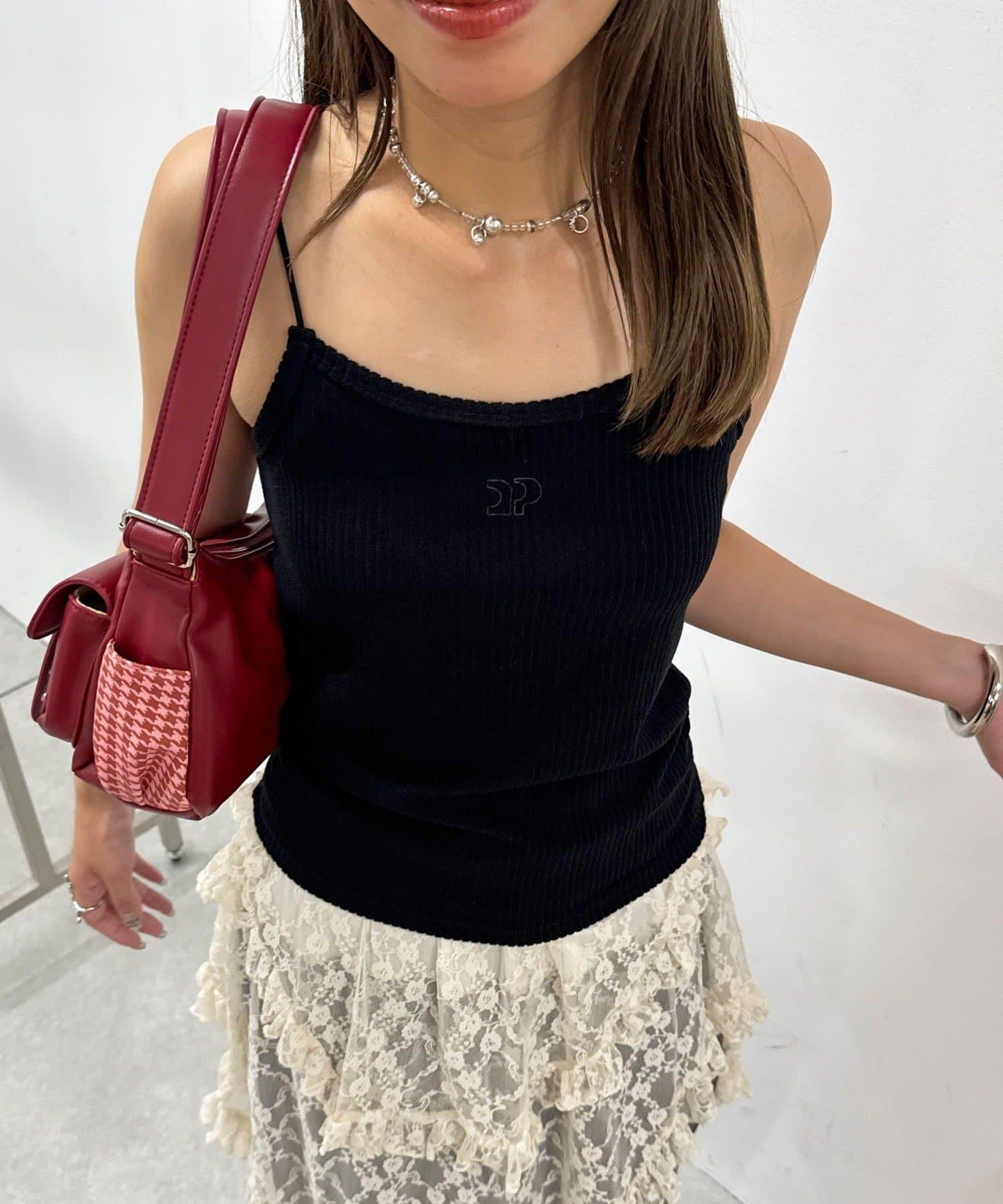 【帶杯】柔軟絨毛針織吊帶背心