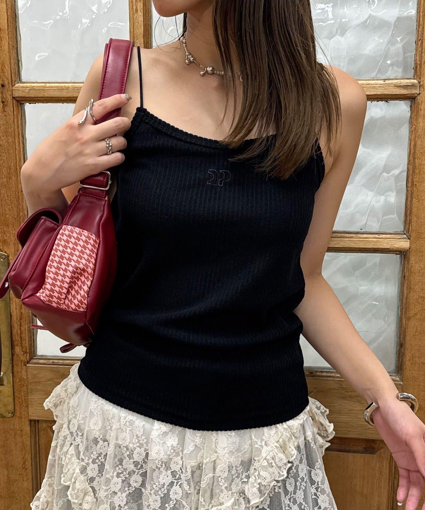 【帶杯】柔軟絨毛針織吊帶背心