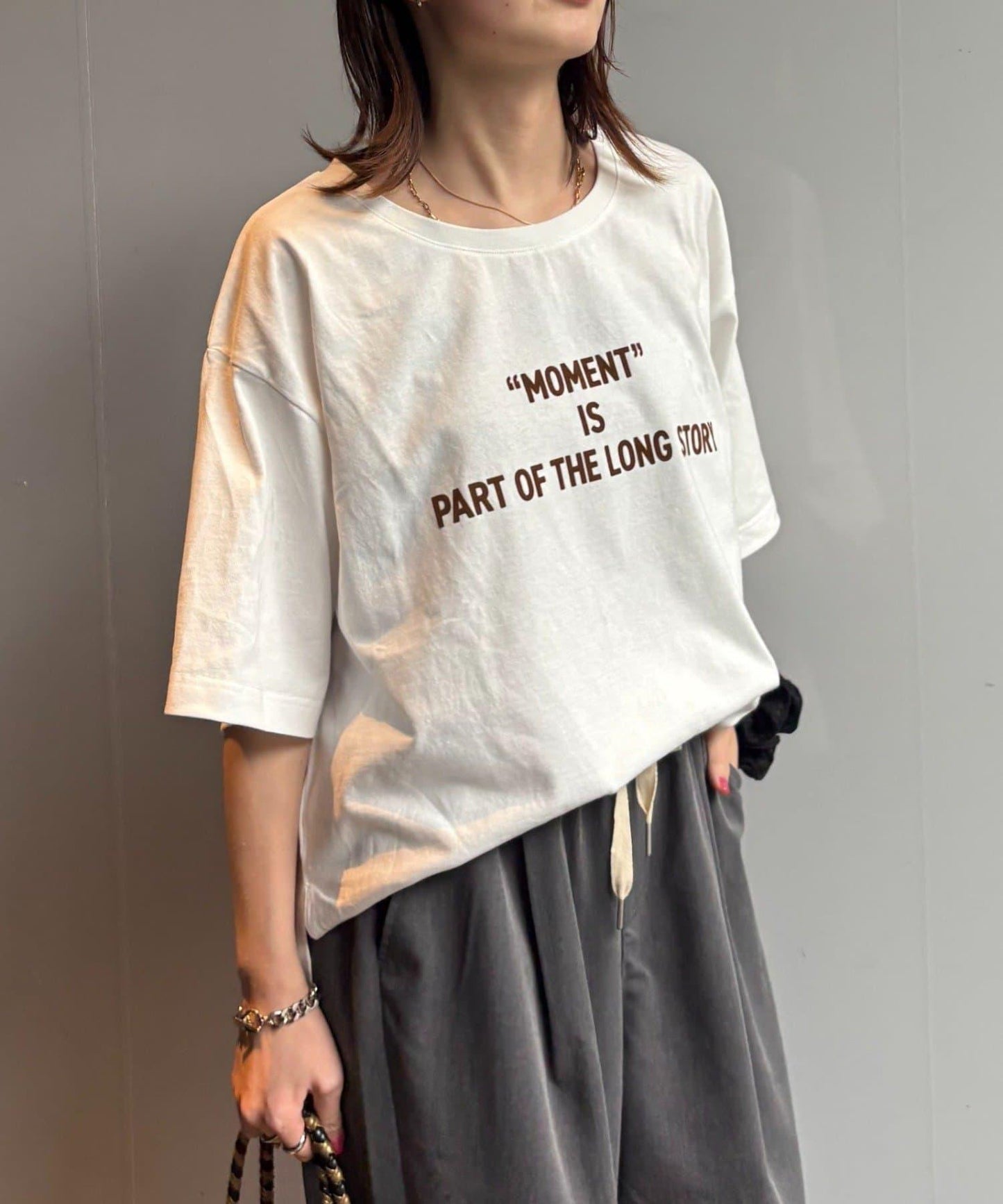 絨布標誌印花短袖oversize T 恤
