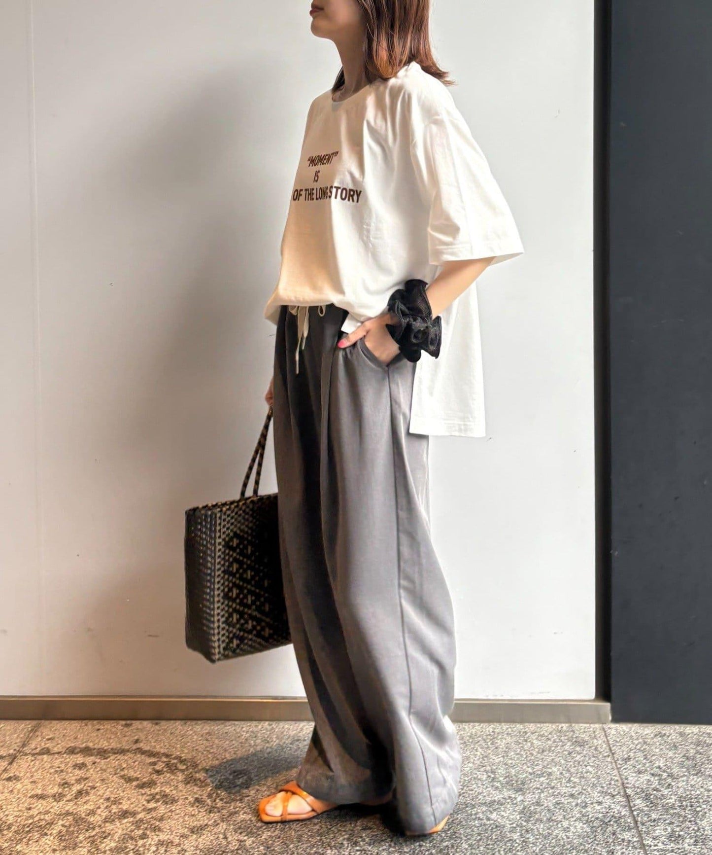 絨布標誌印花短袖oversize T 恤