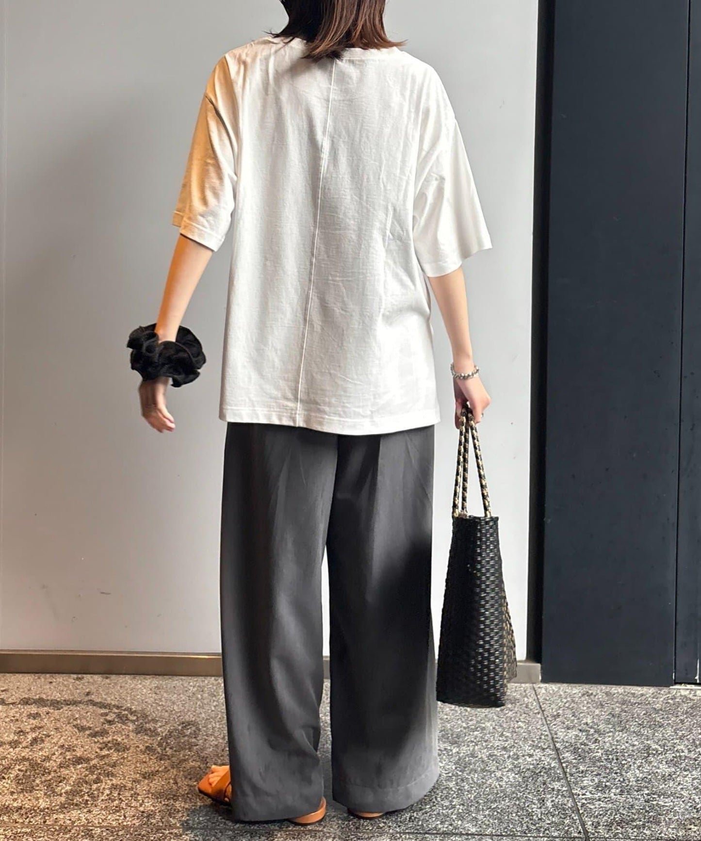 絨布標誌印花短袖oversize T 恤