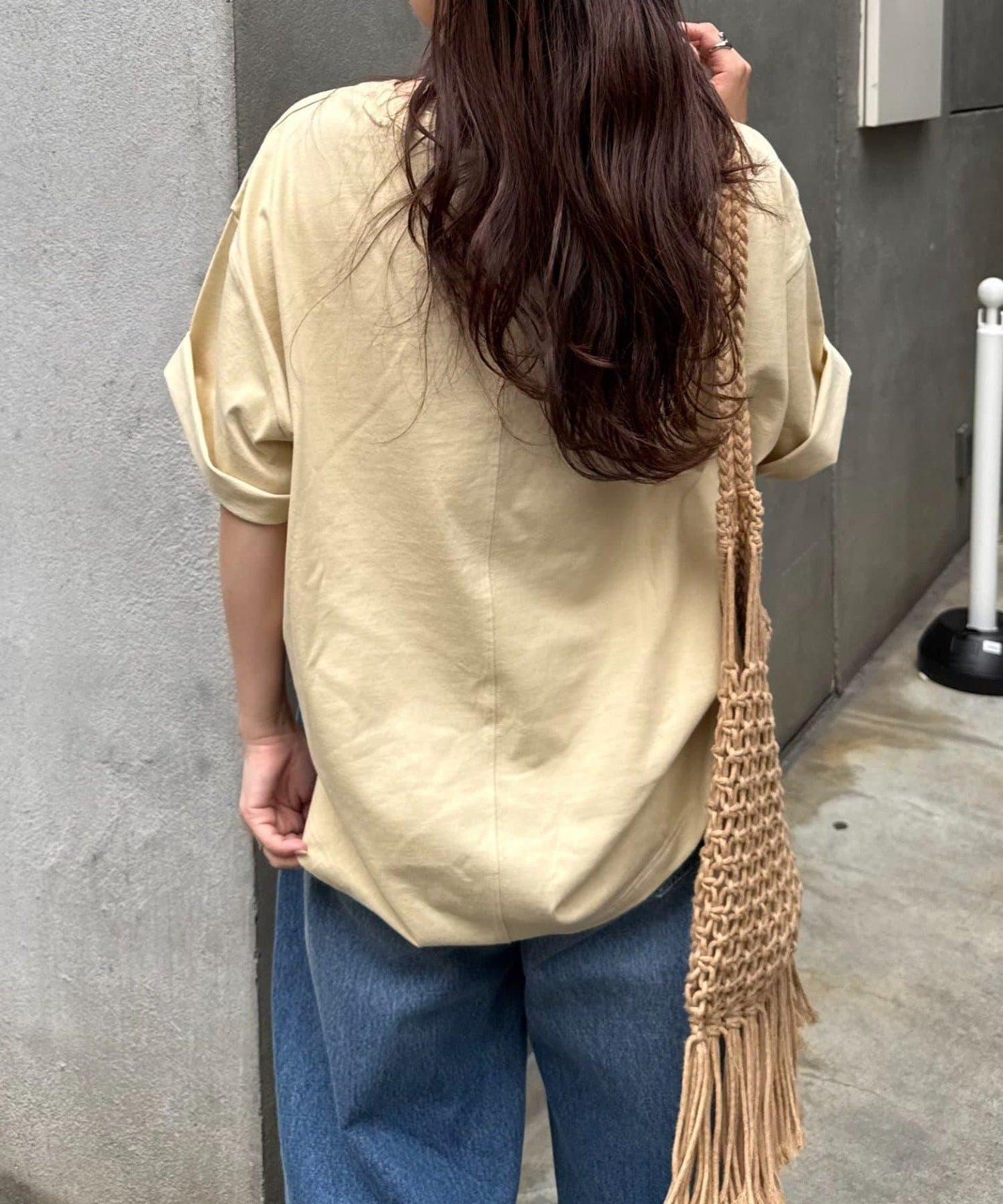 絨布標誌印花短袖oversize T 恤