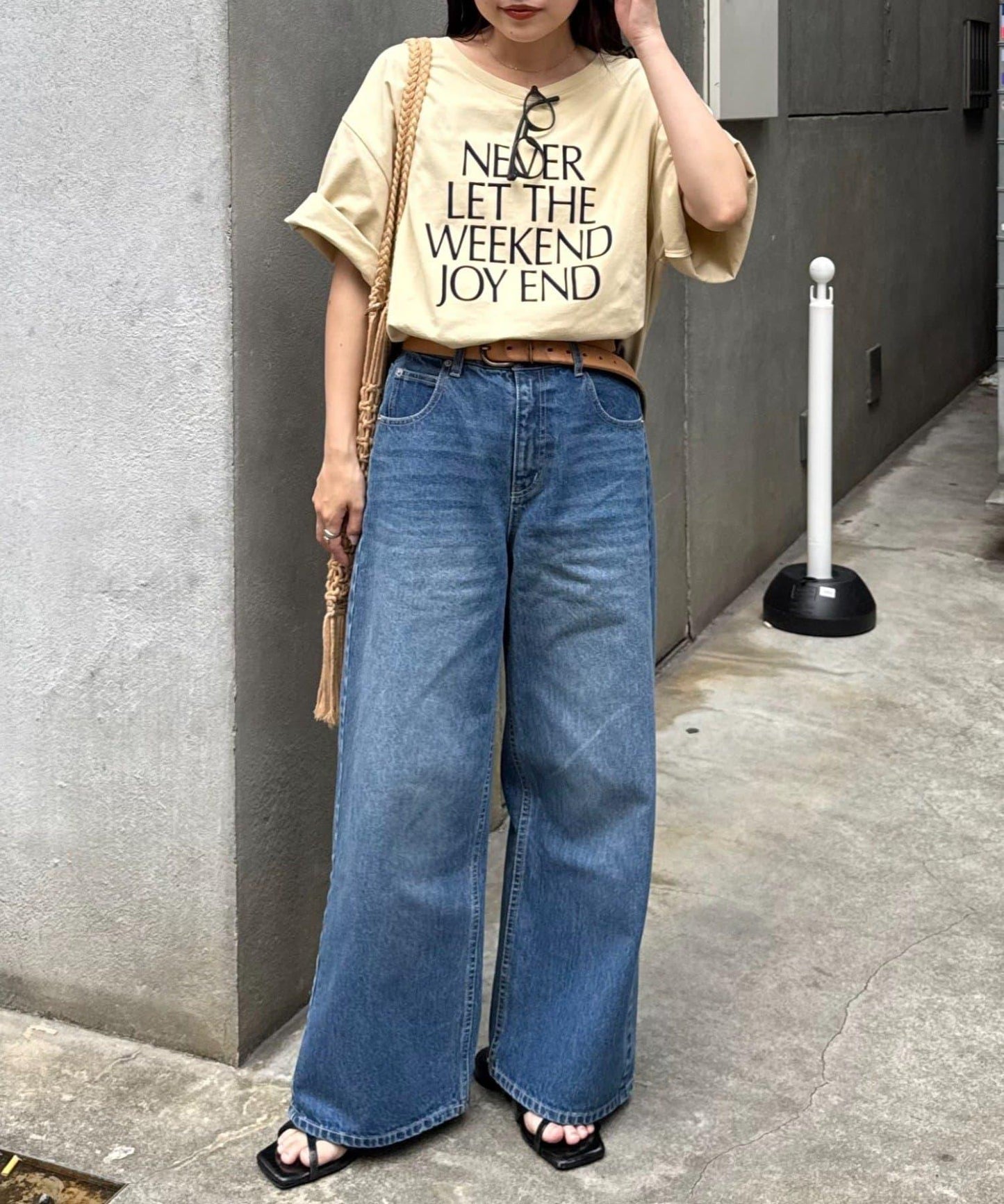 絨布標誌印花短袖oversize T 恤