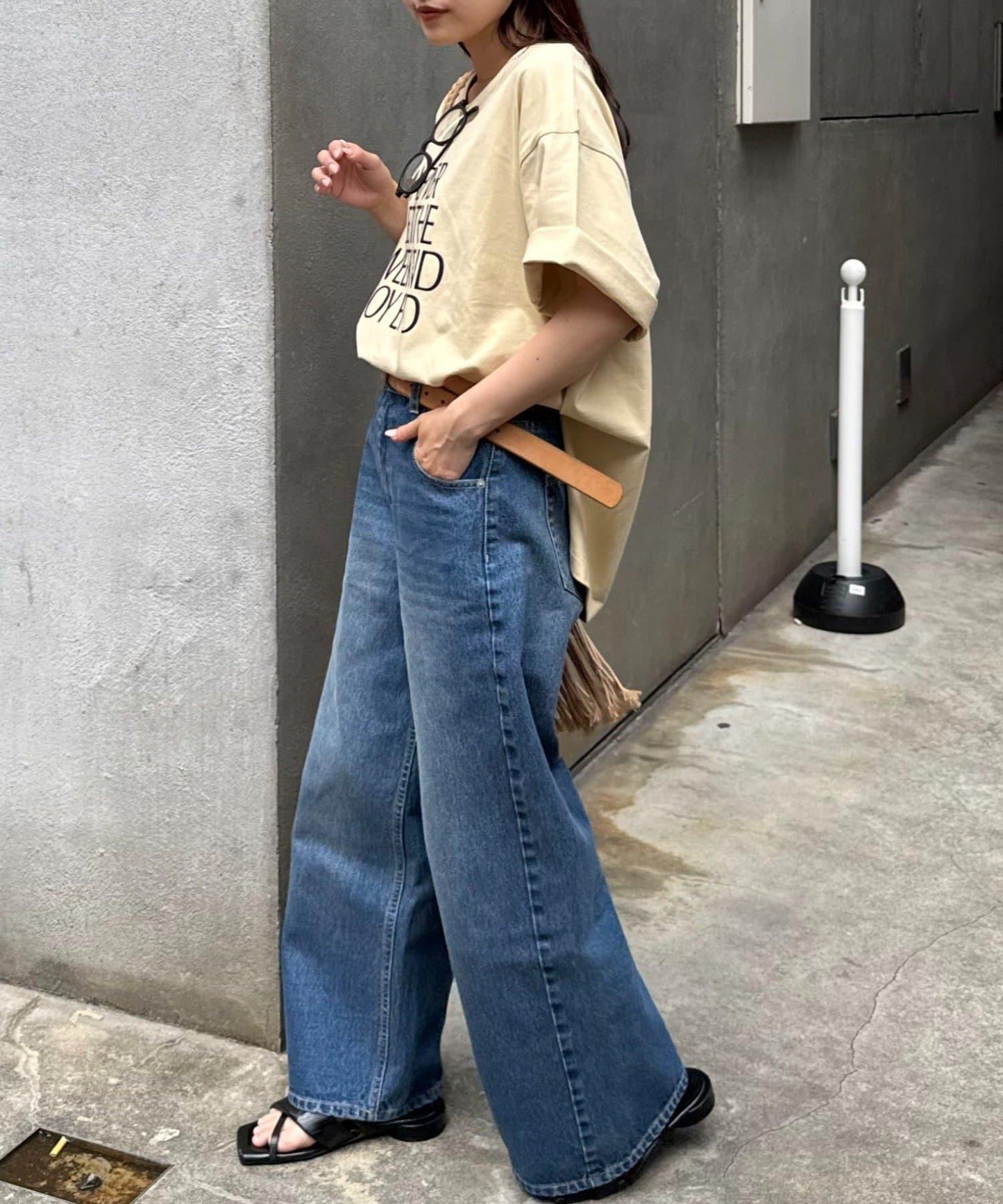 絨布標誌印花短袖oversize T 恤