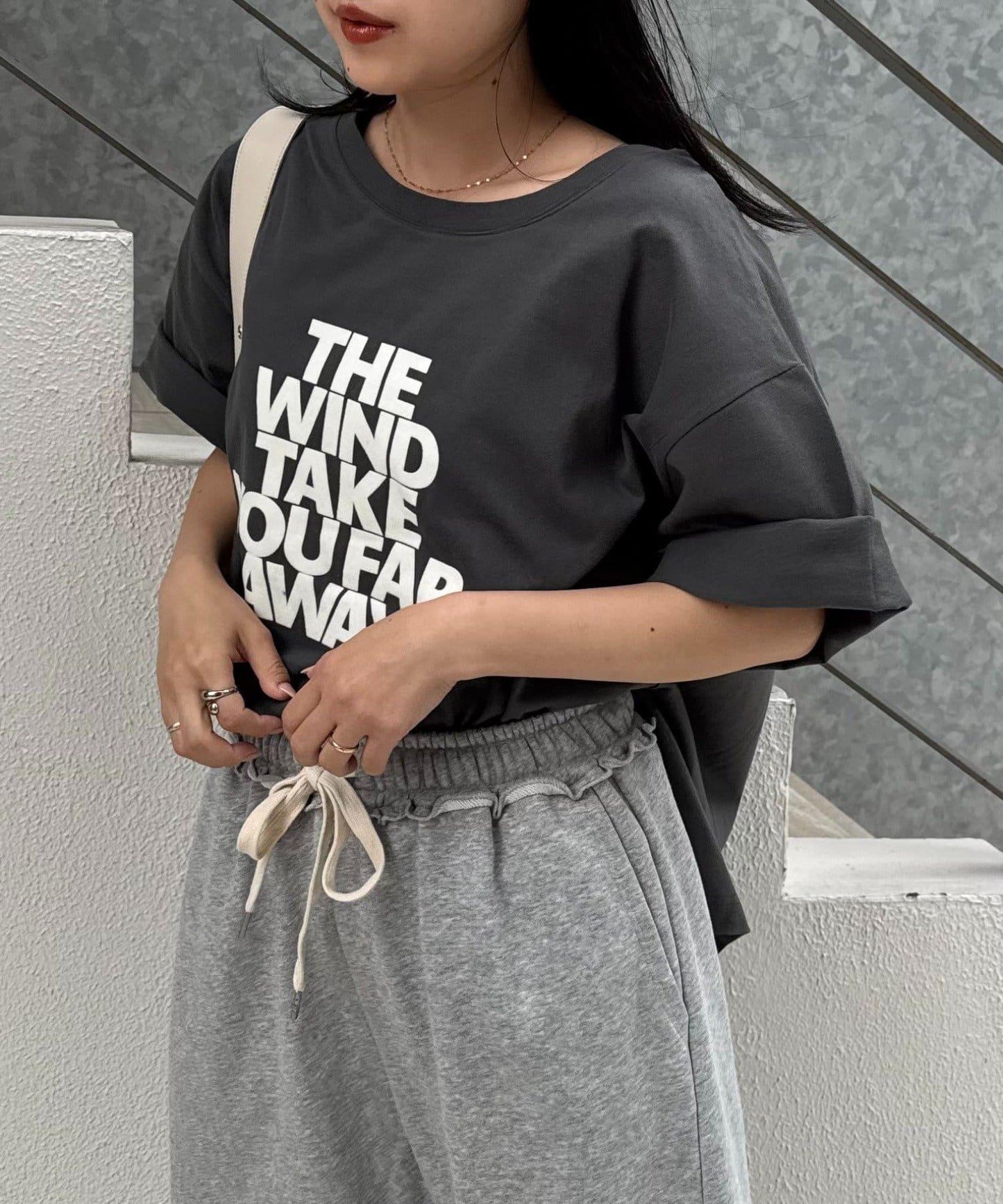 絨布標誌印花短袖oversize T 恤