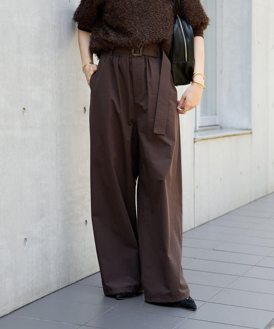 【優雅感十足】腰帶寬鬆長褲