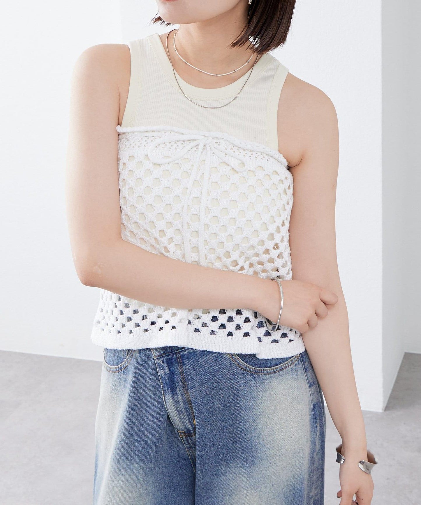 【神秘】方形鉤花迷你裙