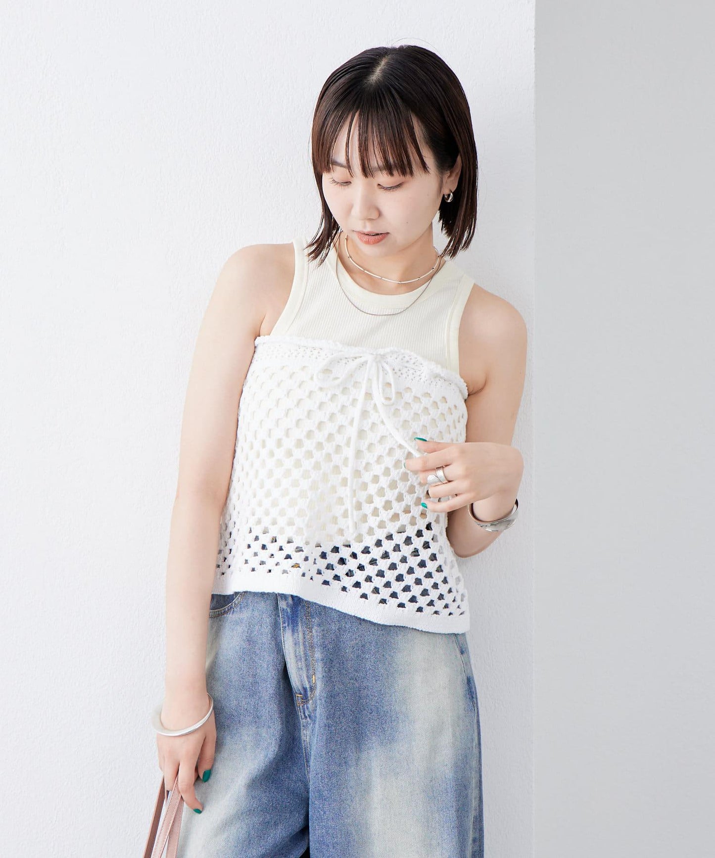 【神秘】方形鉤花迷你裙