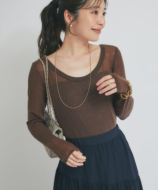 【名品・熱門單品】透明亮片雙面織針織衫