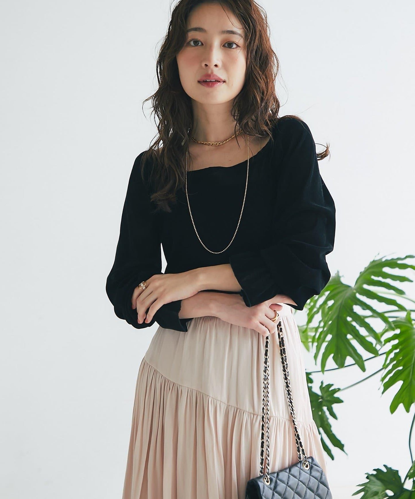 【KAZUMI監修】絨面蕾絲方領T恤