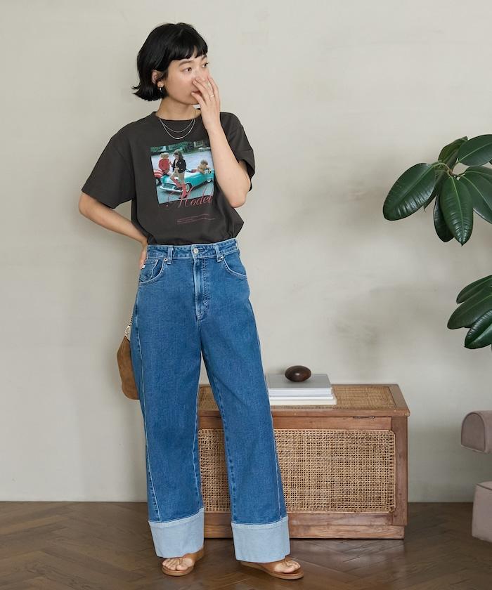 聯名 後開叉 寬鬆直筒