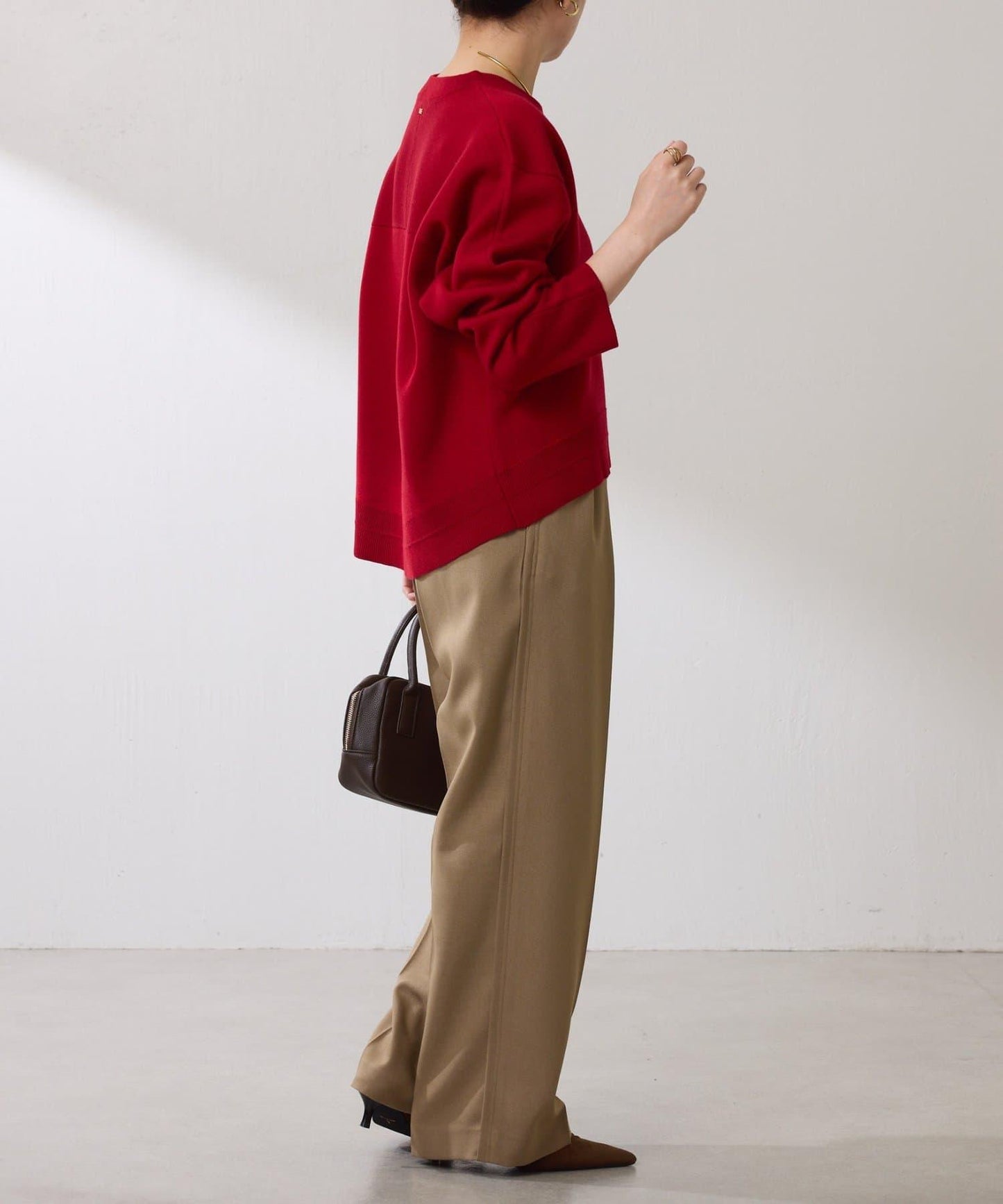 【復古/修飾腿部線條】羊毛感折褶褲/卡塞特服