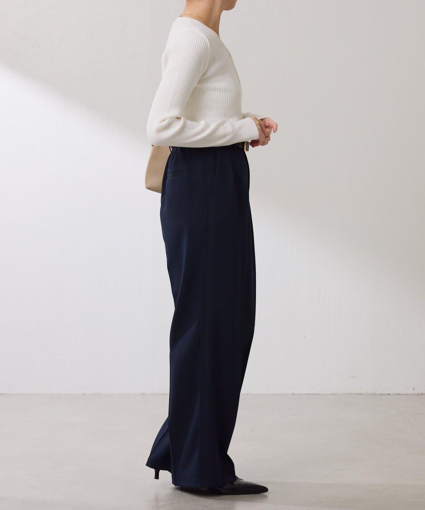 【復古/修飾腿部線條】羊毛感折褶褲/卡塞特服