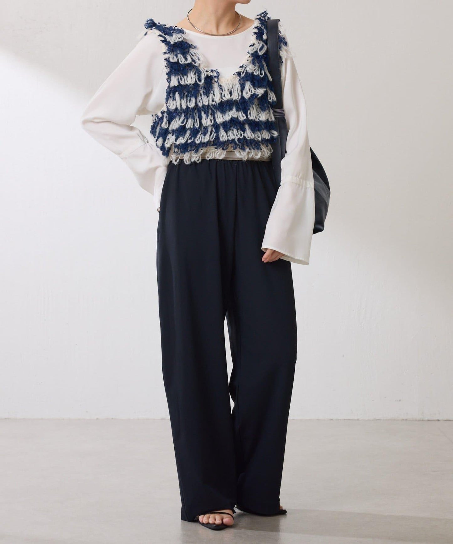 【ロングシーズン使える】クロップドニットベスト