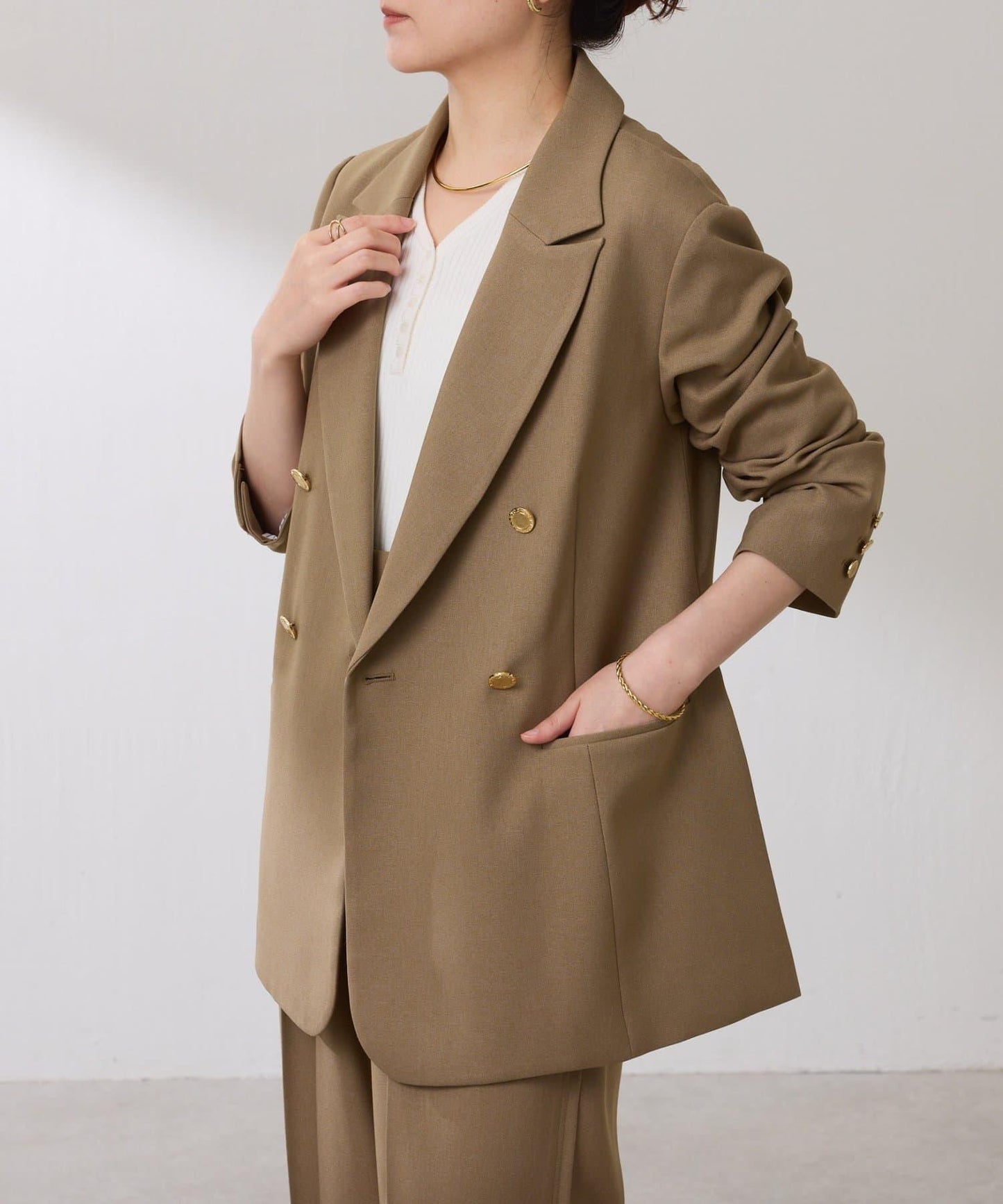 【復古款商品】羊毛仿製雙排扣夾克/卡帶服