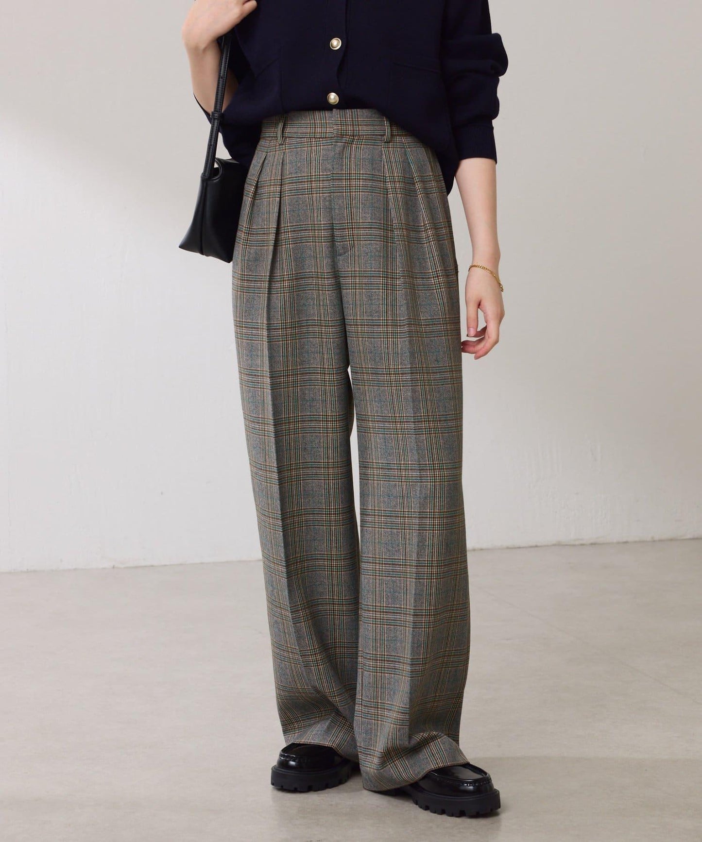 【復古/修飾腿部線條】羊毛感折褶褲/卡塞特服