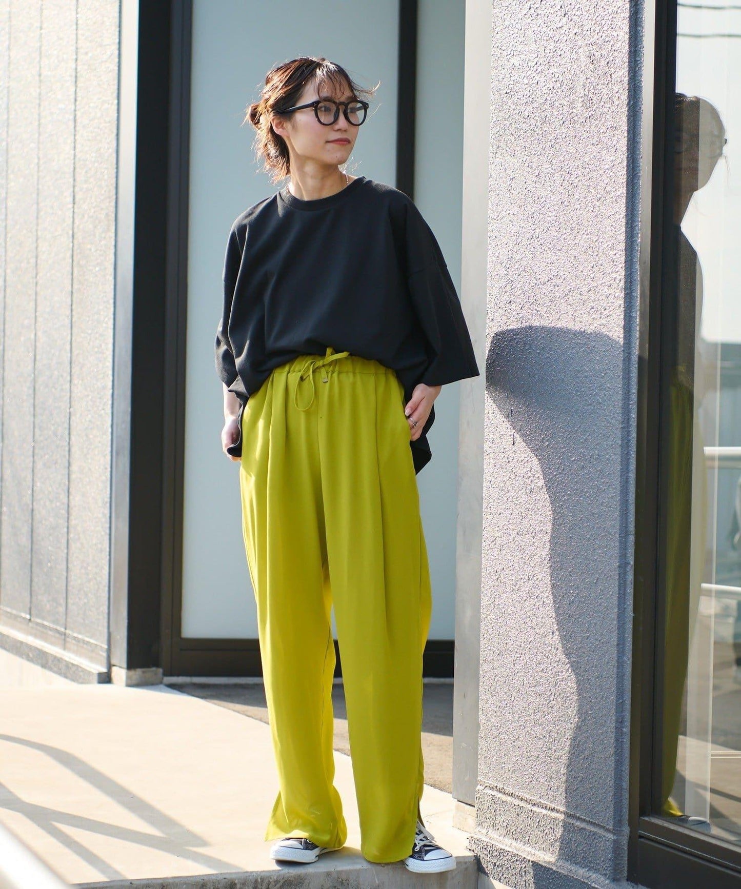 【男女通用】平紋高計數側開叉寬鬆T恤