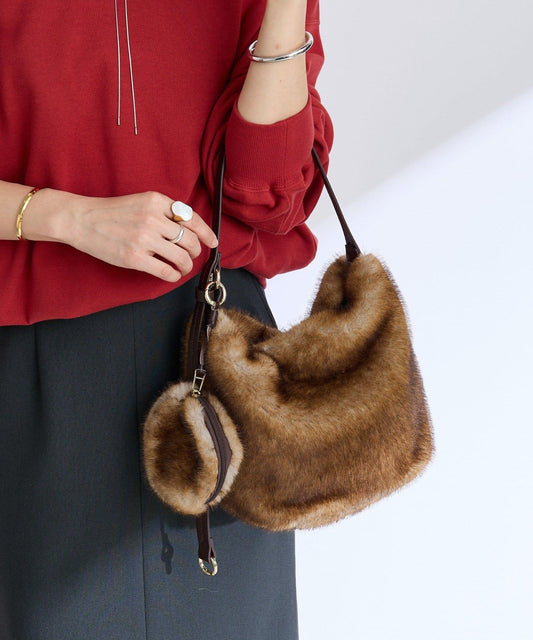 【季節氛圍高漲】仿毛雙肩斜挎兩用包