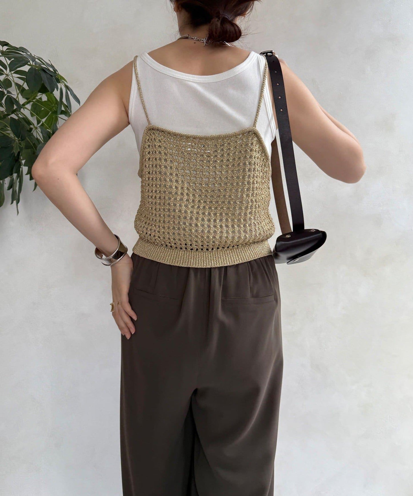 【限定】閃亮網眼吊帶背心