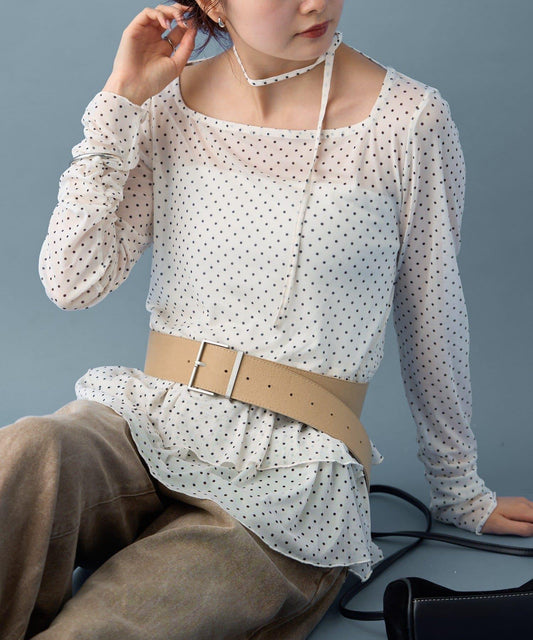 圓點層疊式套頭衫