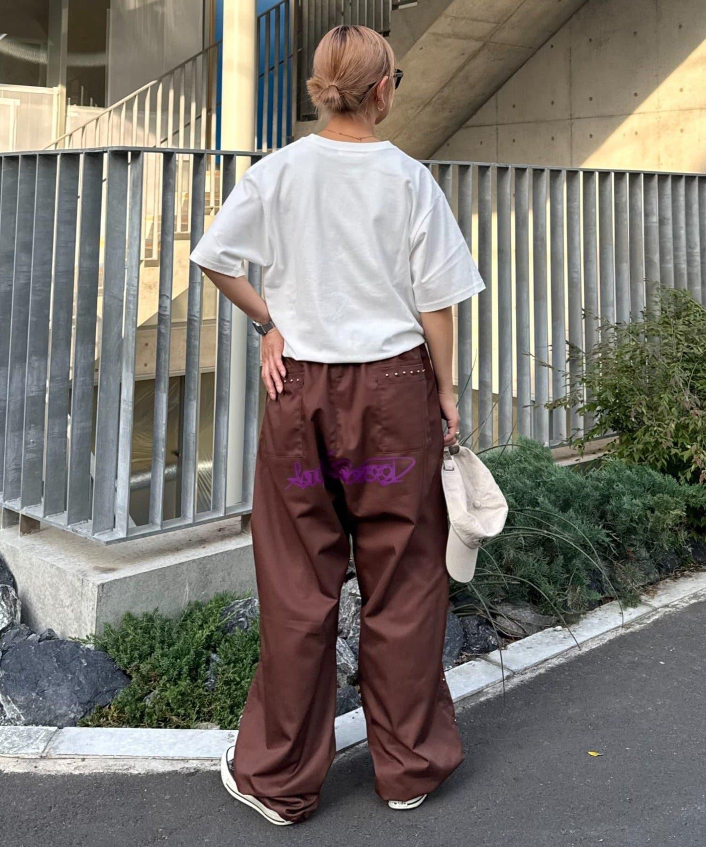 【SG】雙層膝部鉚釘傘布褲