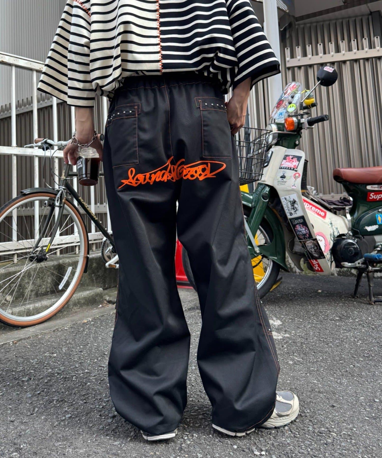 【SG】雙層膝部鉚釘傘布褲