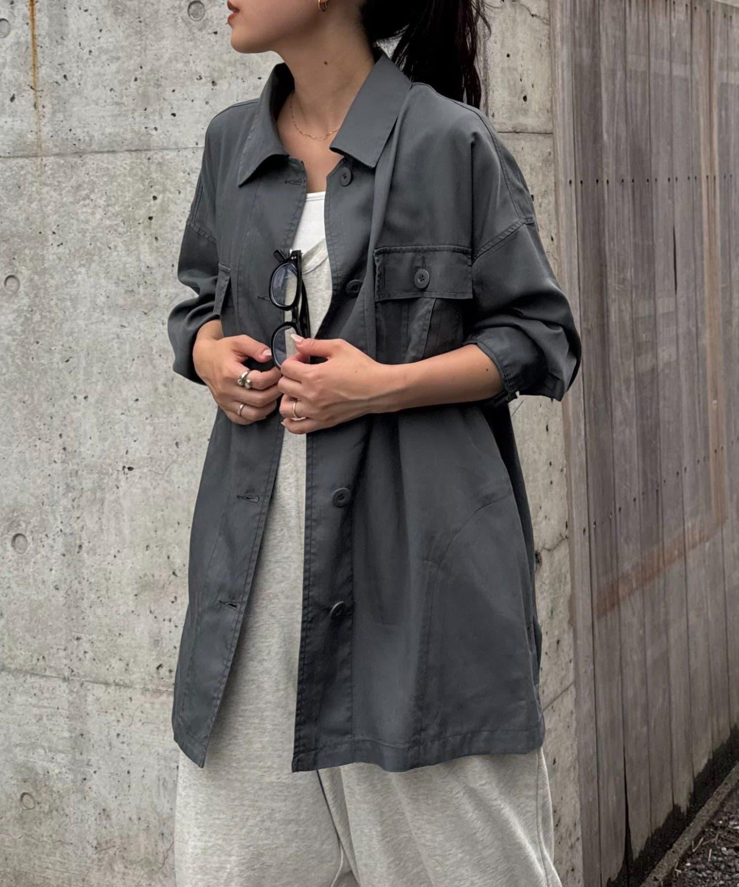 清涼天絲長袖襯衫