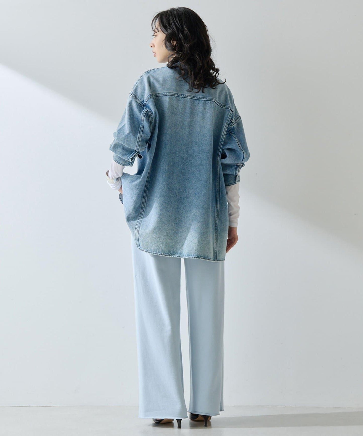 標誌後毛呢寬鬆褲