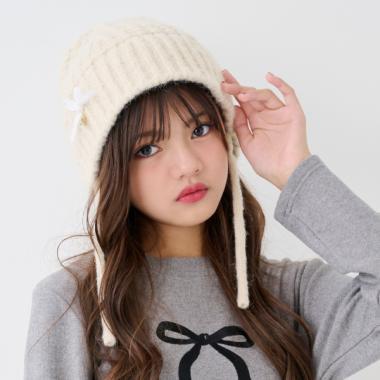 蝴蝶結針織毛線帽
