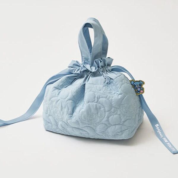 薄荷君全圖案刺繡束口托特包