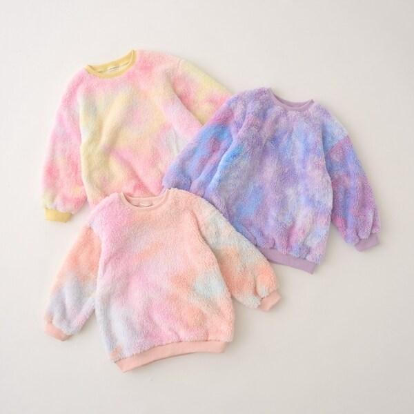 【蓬鬆羊羔絨】扎染中長款上衣