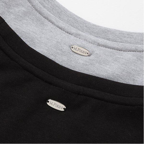 拼接布料七分袖T恤