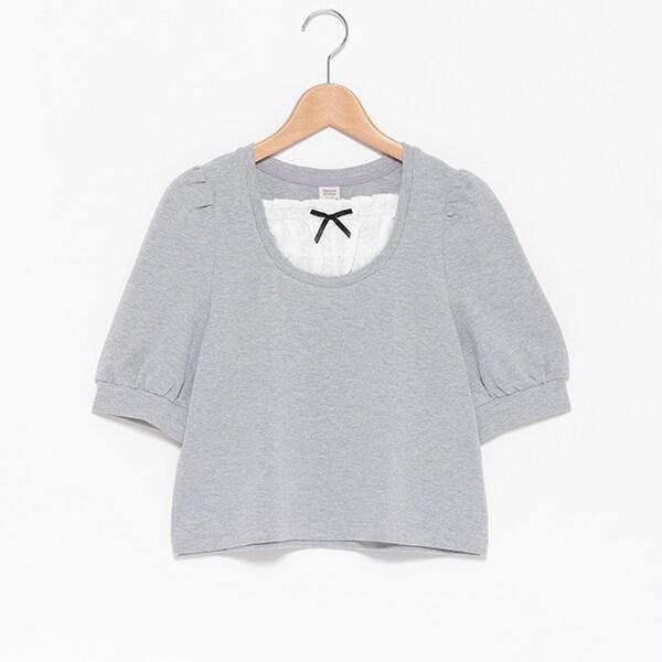 拼接布料七分袖T恤