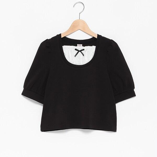 拼接布料七分袖T恤