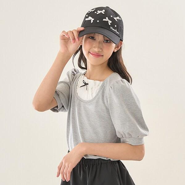 拼接布料七分袖T恤