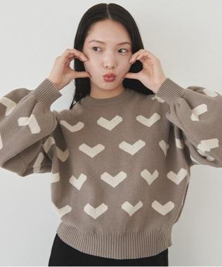 愛心圖案針織套頭衫