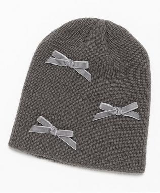 天鵝絨蝴蝶結針織帽【韓國時尚】