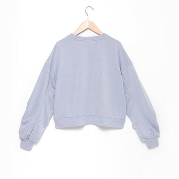 亮片迷你衛衣面料褶皺袖上衣