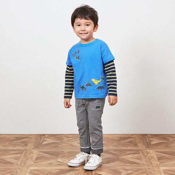 KPBOY 條紋與純色天竺拼接層疊風長袖T恤(80~120)