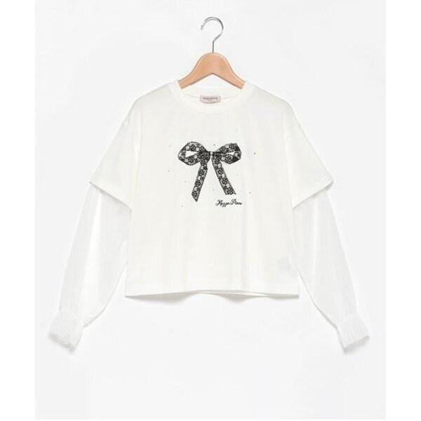 袖部網紗拼接T恤