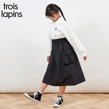 troislapins 半拉鍊拼接工裝連衣裙(140~160)