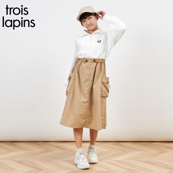 troislapins 半拉鍊拼接工裝連衣裙(140~160)