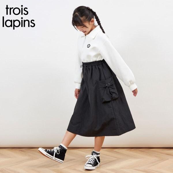 troislapins 半拉鍊拼接工裝連衣裙(140~160)
