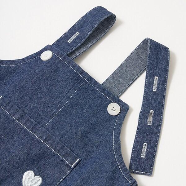 【柔軟牛仔】愛心刺繡揹帶裙