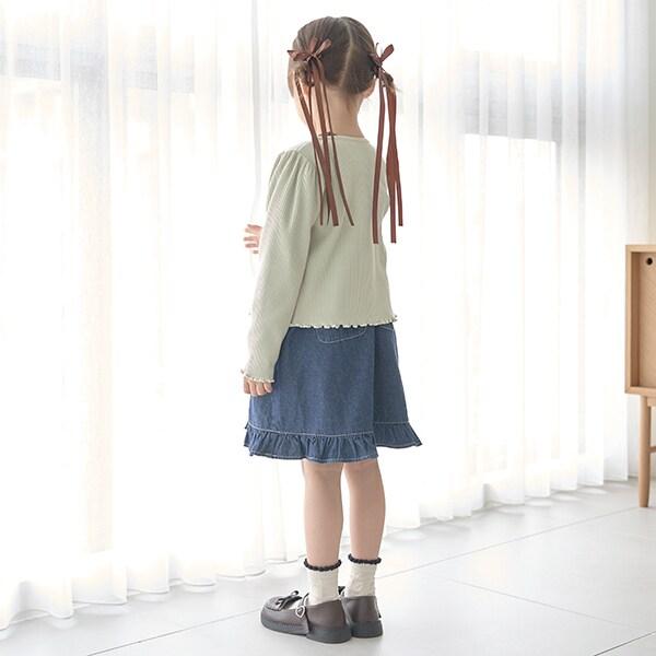 【柔軟牛仔】愛心刺繡揹帶裙
