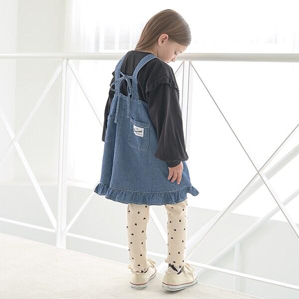 【柔軟牛仔】愛心刺繡揹帶裙