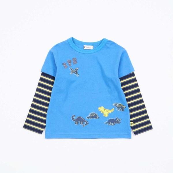 KPBOY 條紋與純色天竺拼接層疊風長袖T恤(80~120)