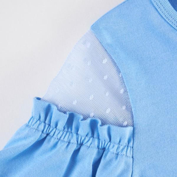 肩部波點網紗長袖T恤(120~130)