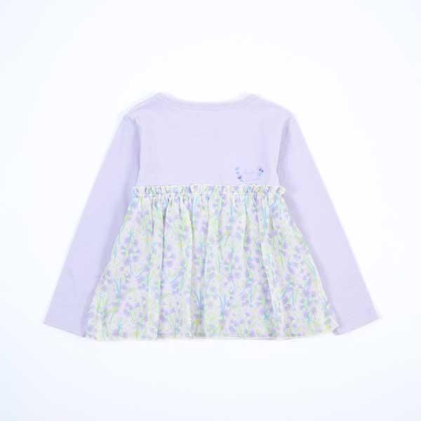 甜豌豆花紋雪紡拼接T恤(100~130)