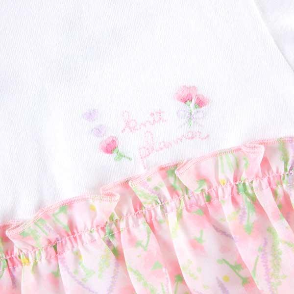 甜豌豆花紋雪紡拼接T恤(100~130)